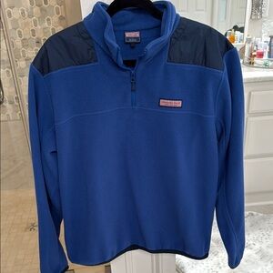 Vineyard Vines Large Men's Blue Fleece Pullover with navy trim